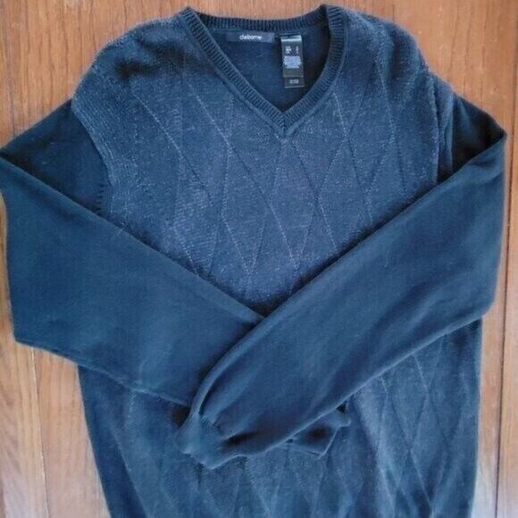 Claiborne Sweater Men's Dad's Large Blue Argyle Cotton grandpacore golf Academia - Picture 3 of 5